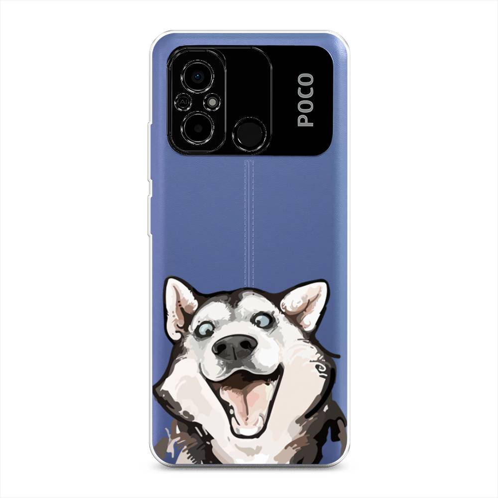

Чехол Awog на Poco C55 "Радостный хаски", Белый;голубой;черный, 318250-1