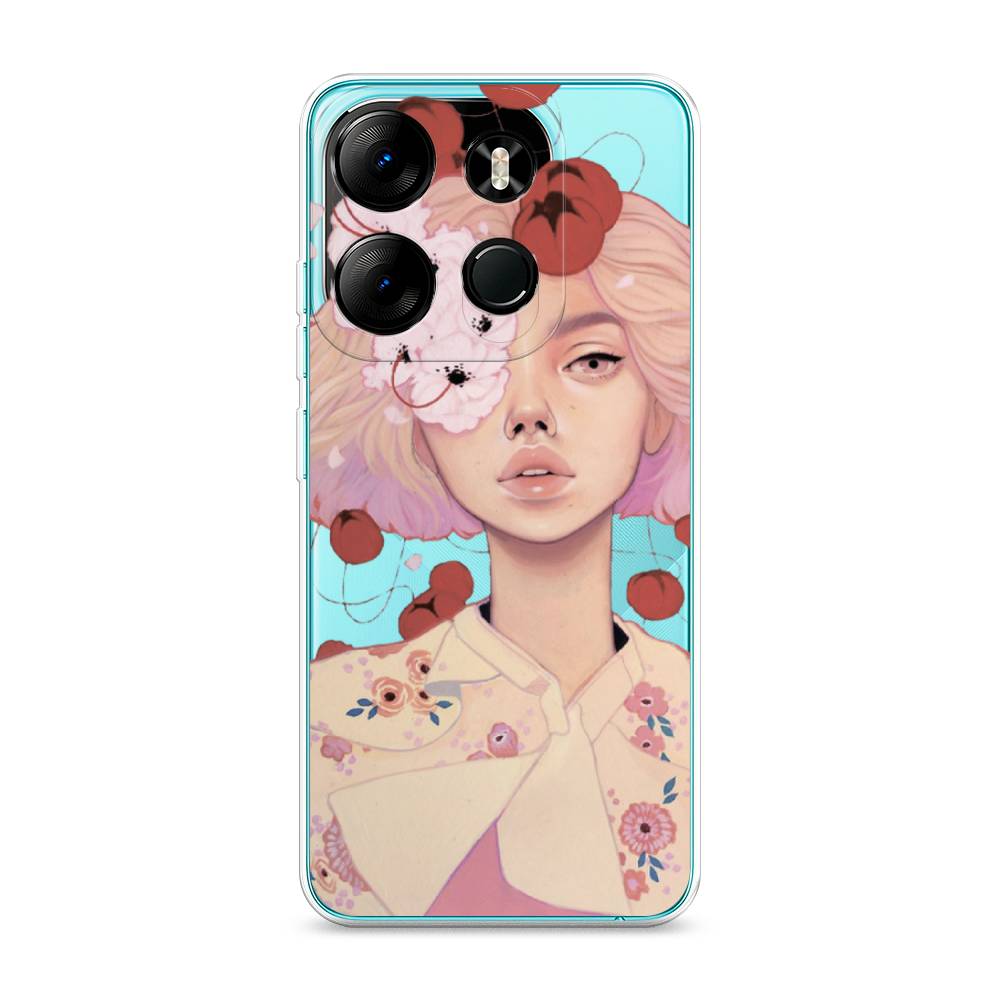 

Чехол Awog на Tecno Pop 7 Pro "Цветочная анархия", Бежевый;розовый;красный, 303450-7