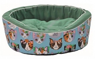 Лежанка для кошки, собаки HOMEPET Коты хлопок 38x43x15см зеленый