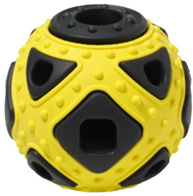 фото Развивающая игрушка для собак homepet мяч фигурный, черный, желтый, 6.4 см