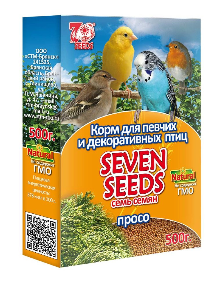 Корм для певчих и декративных птиц Seven Seeds, просо, 500 г
