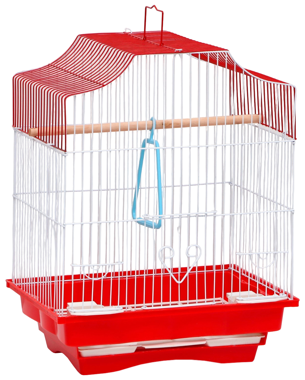 Клетка для птиц укомплектованная, 30 х 23 х 39 см, красная