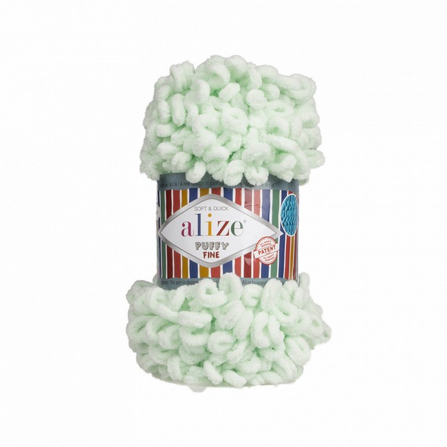 

Пряжа ALIZE Ализе Puffy fine 5 шт. в упак. цвет 464 мята ALIZE-PUFFY.FINE.464, 01., Зеленый