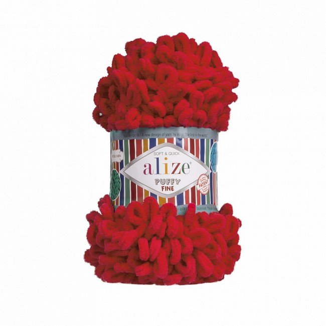 

Пряжа ALIZE Ализе Puffy fine 5 шт. в упак. цвет 056 красный ALIZE-PUFFY.FINE.056,