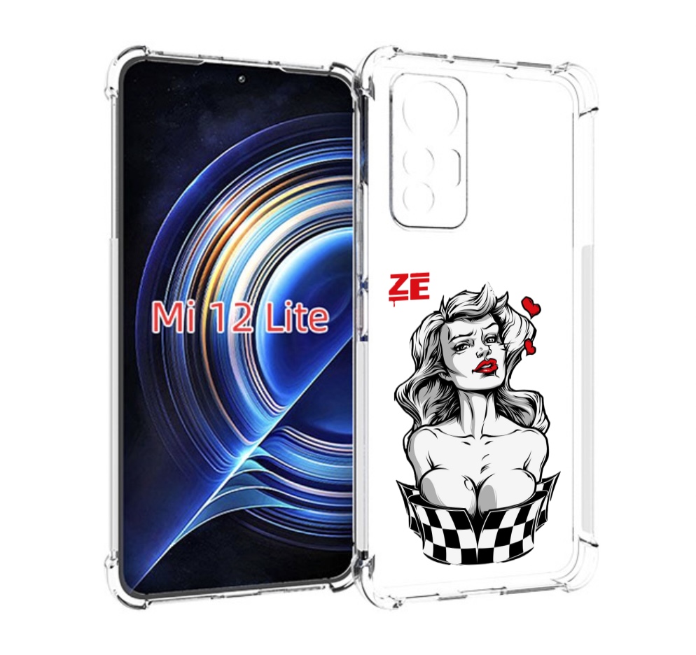 

Чехол MyPads черно белая девушка с красными губами женский для Xiaomi 12 Lite, Прозрачный, Tocco