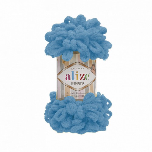 

Пряжа ALIZE Ализе Puffy 5 шт. в упак. цвет голубой Сочи ALIZE-PUFFY.016, 9.5 м от