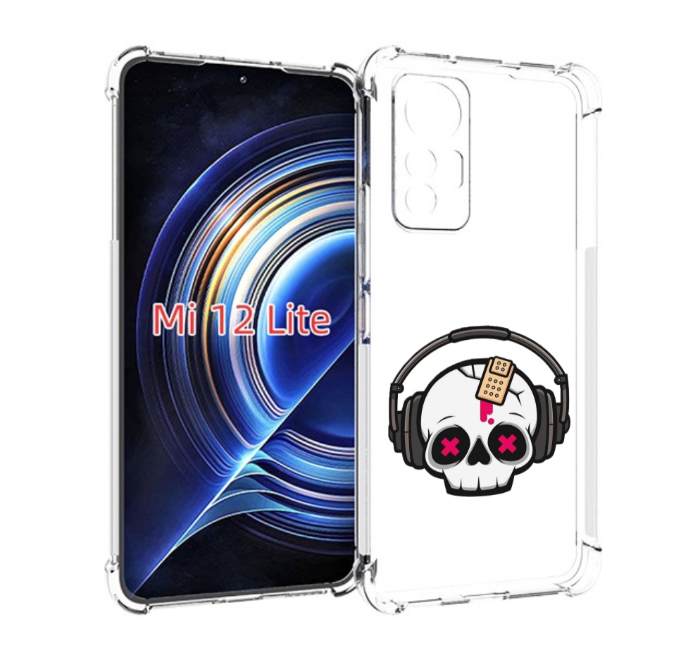 

Чехол MyPads черепок в наушниках для Xiaomi 12 Lite, Прозрачный, Tocco