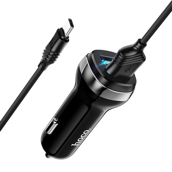 

Автомобильное зарядное устройство Hoco Z40, кабель Micro USB - USB 1 м, чёрное, Z40