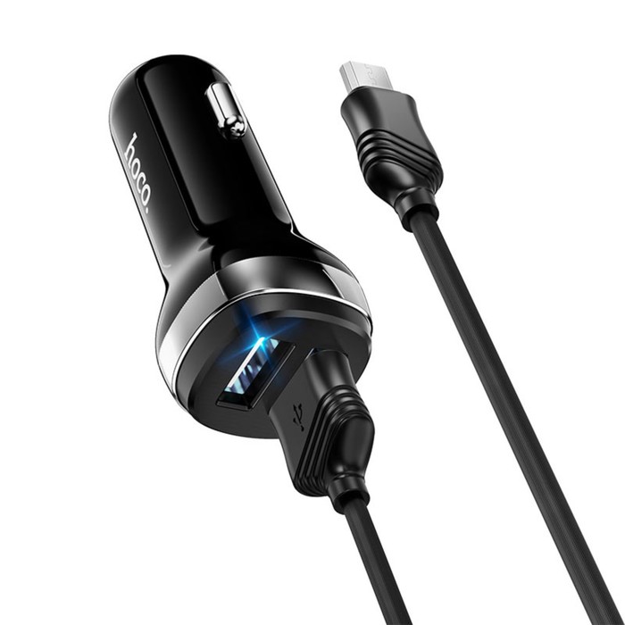 

Автомобильное зарядное устройство Hoco Z40, кабель Micro USB - USB 1 м, чёрное, Z40