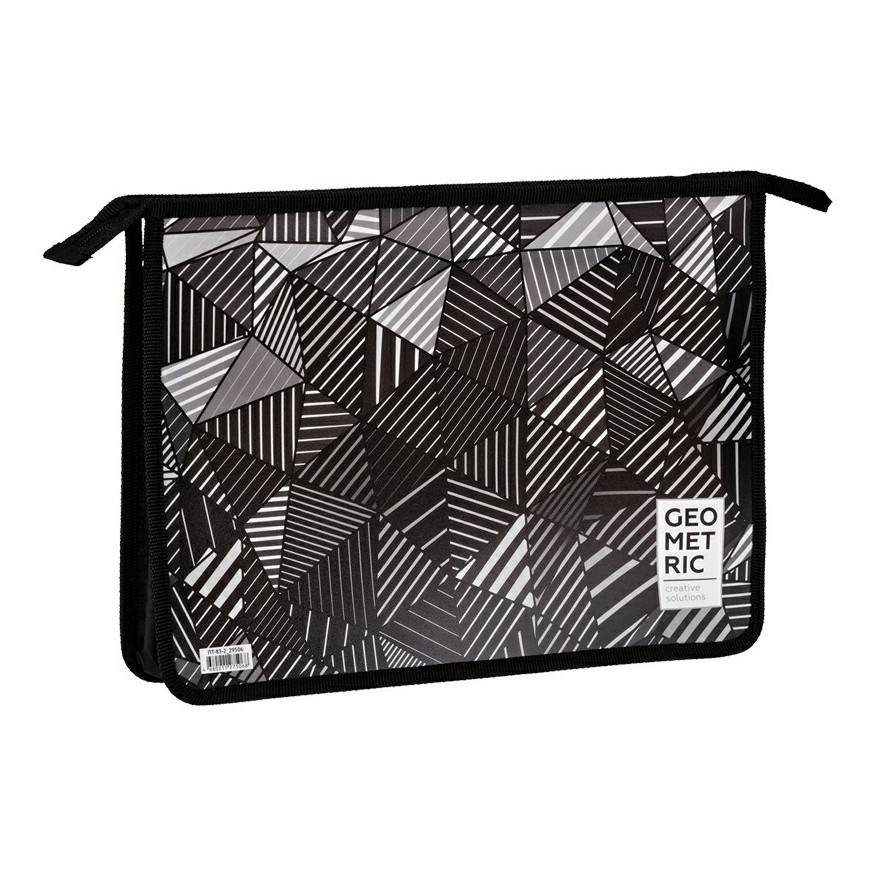 

Папка для тетрадей ArtSpace Geometric А4 на молнии 2 отделения, Черный