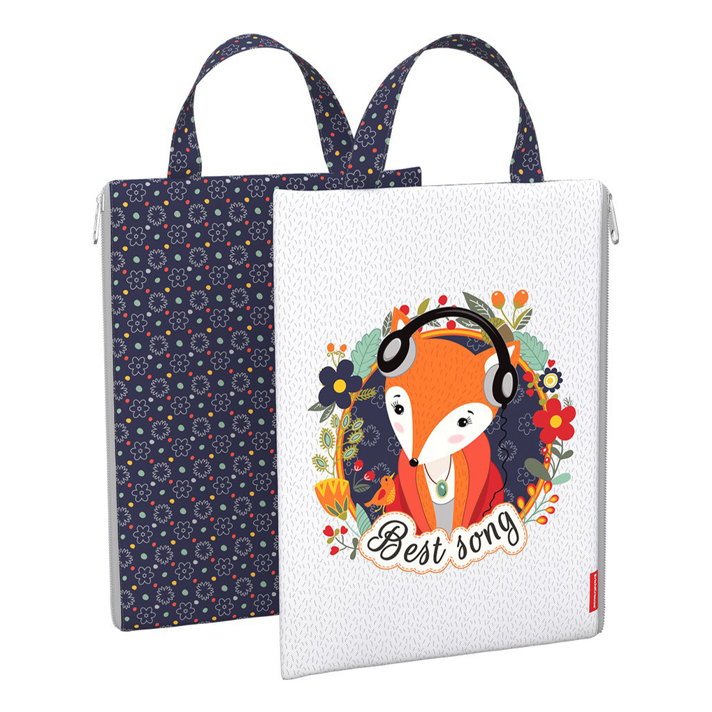 

Папка ErichKrause Music Fox на молнии текстильная с ручкой А4, Разноцветный