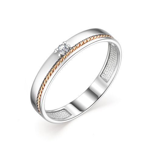 

Кольцо обручальное из белого золота с бриллиантом р. 16 АЛЬКОР 13587-200, 13587-200