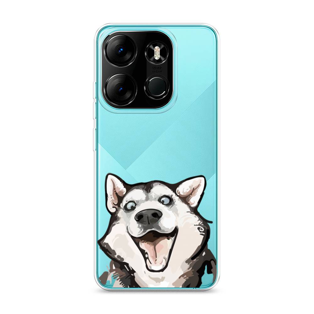 

Чехол Awog на Tecno Pop 7 Pro "Радостный хаски", Белый;голубой;черный, 303450-1