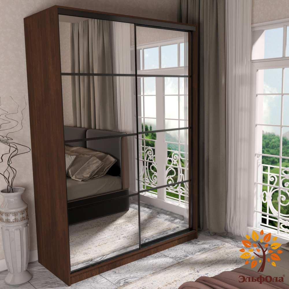 

Шкаф-купе ЭльфОла Квадро, 110х45х220 см, венге, Коричневый;черный, квадро