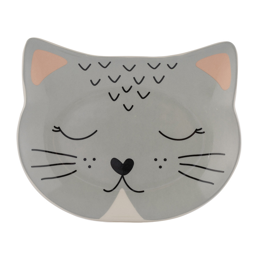 фото Одинарная миска для кошек mason cash smokey cat, керамика, серый, 0.5 л