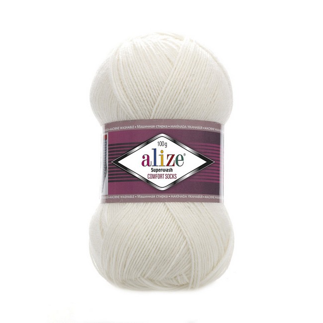 

Пряжа ALIZE Superwash Comfort Socks 5 шт. в упак. цвет 001 кремовый ALIZE-SUPERWA, Белый