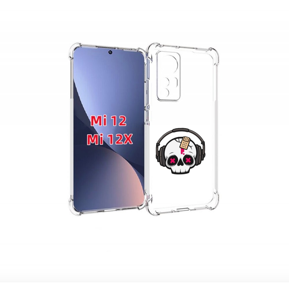 

Чехол бампер MyPads черепок в наушниках для Xiaomi 12., Прозрачный, Tocco