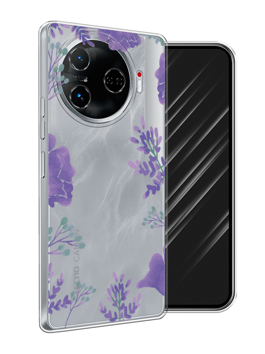 

Чехол Awog на Tecno Camon 30 Pro 5G "Сиреневая цветочная рамка", Прозрачный;фиолетовый, 305150-1