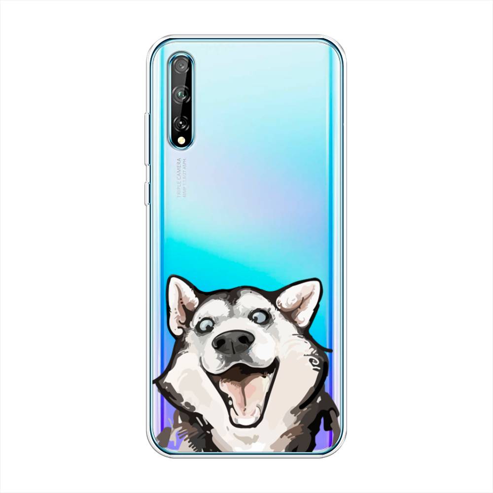 

Чехол Awog на Huawei P Smart S "Радостный хаски", Белый;голубой;черный, 6103550-1