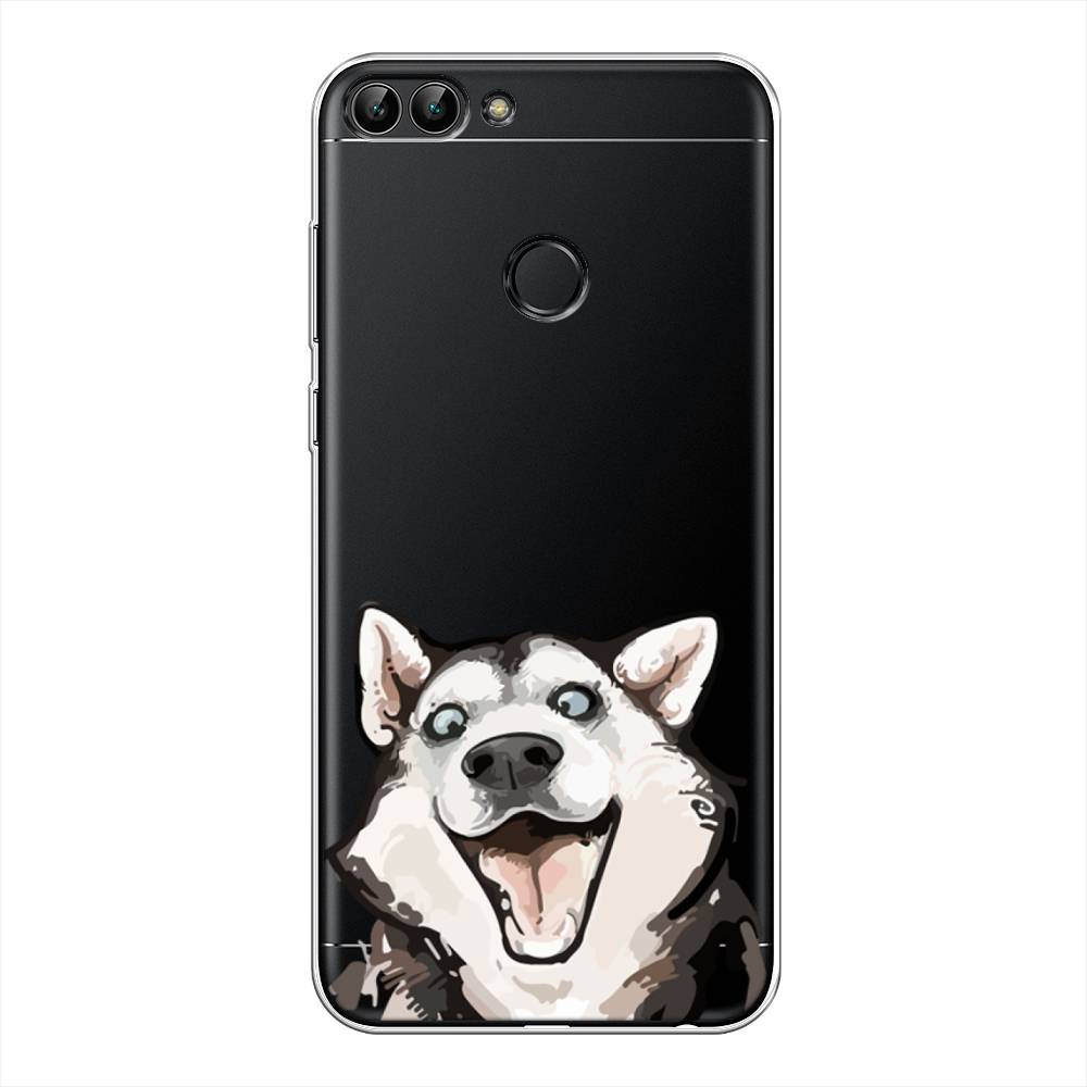 

Чехол Awog на Huawei P Smart "Радостный хаски", Белый;голубой;черный, 64050-1