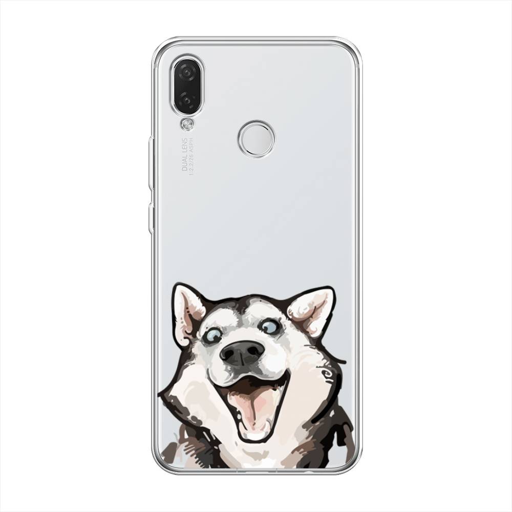

Чехол Awog на Huawei Nova 3i "Радостный хаски", Белый;голубой;черный, 68350-1