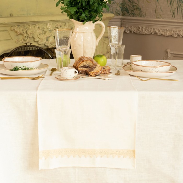 

Дорожка на стол Этель Кitchen linen 40х176 см, 100% лён 240 г/м2, 10300798, Белый