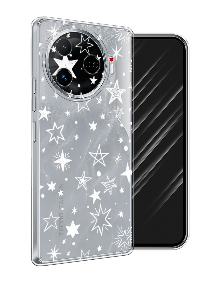 

Чехол Awog на Tecno Camon 30 Pro 5G "Звездочки графика белая", Прозрачный;белый, 305150-1