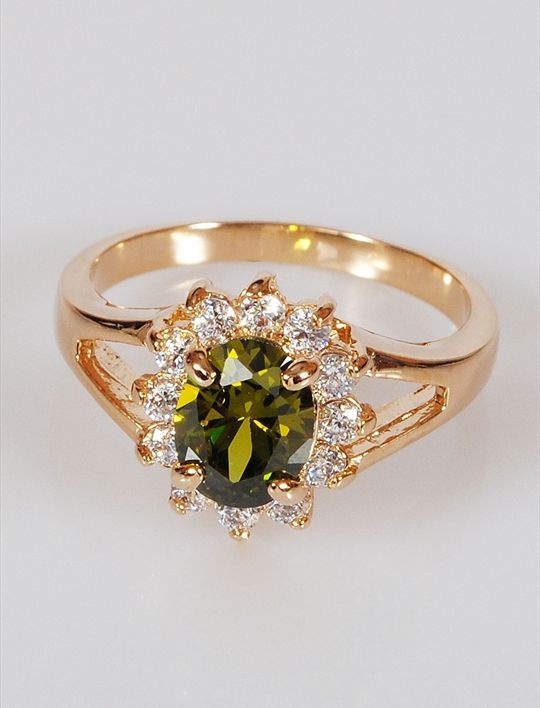 

Кольцо из бижутерного сплава р. 19 Lotus Jewelry 19R-029pd, хризолит/циркон, 19R-029pd