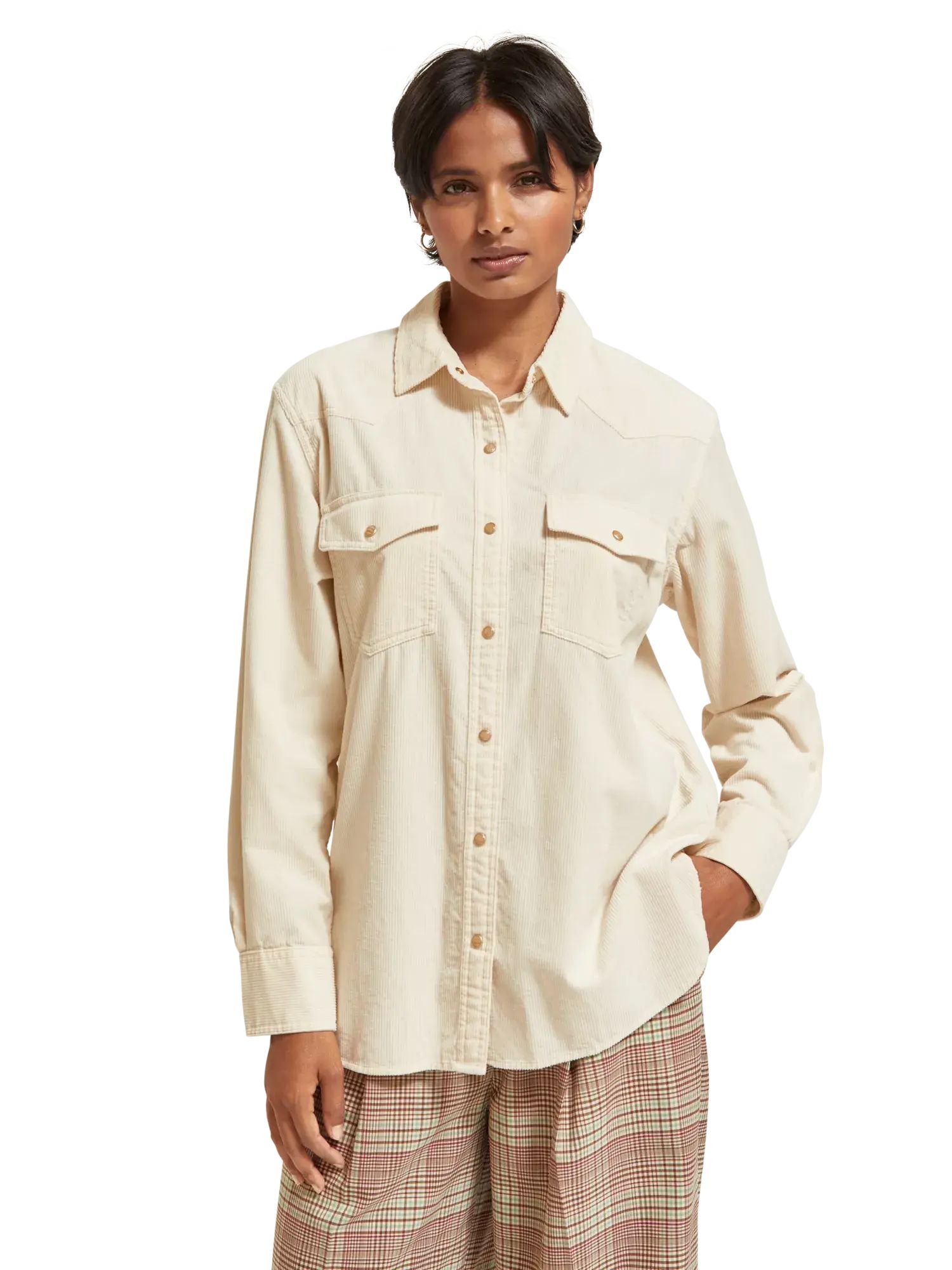 

Рубашка женская Scotch & Soda 175197/6643 бежевая 34 EU, Бежевый, 175197/6643