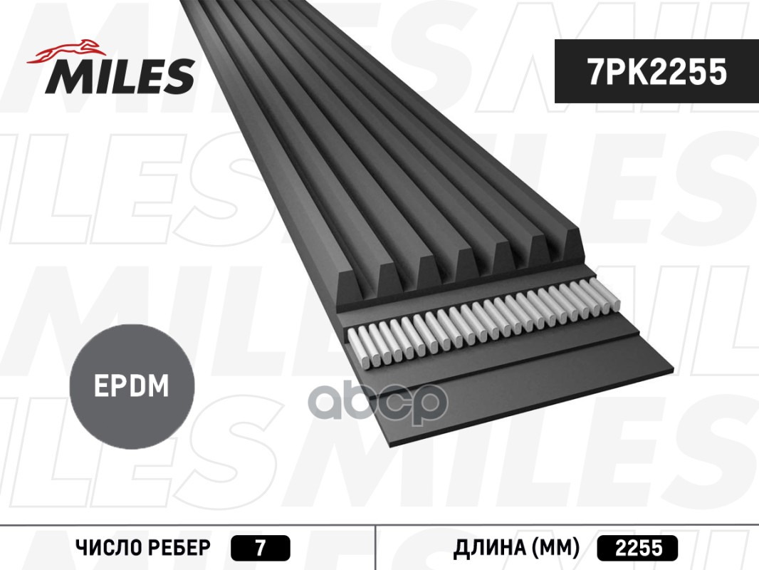 

Ремень Ручейковый Miles 7pk2255 Miles арт. 7PK2255