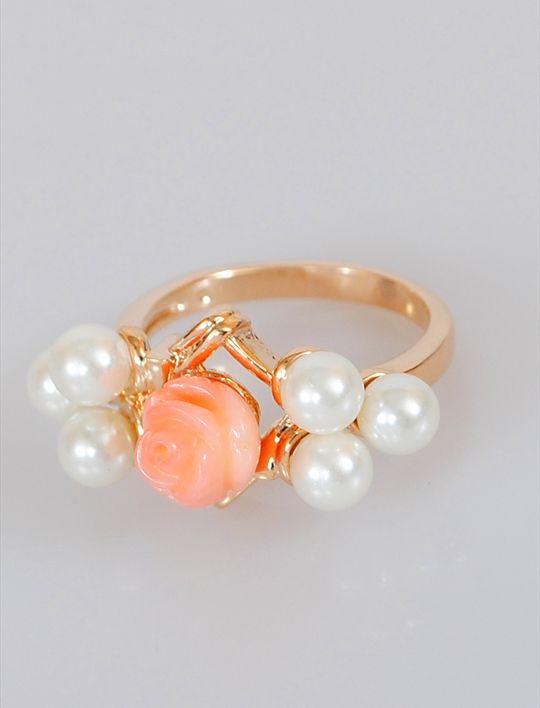 

Кольцо из бижутерного сплава р. 19 Lotus Jewelry 3032R-20co, коралл/жемчуг искусственный, 3032R-20co