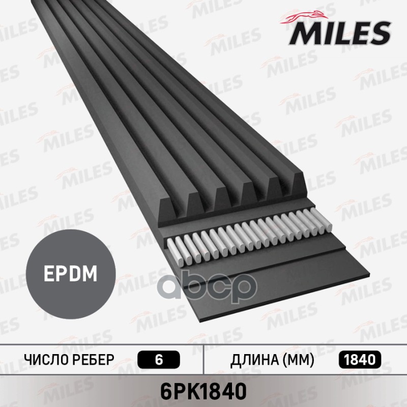 фото Ремень ручейковый miles 6pk1840 miles арт. 6pk1840