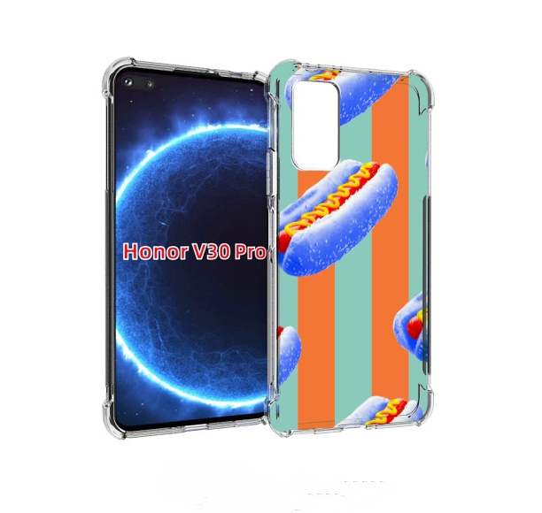 

Чехол бампер MyPads синие хотдоги для Honor V30 Pro, Прозрачный, Tocco