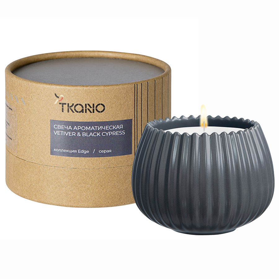 

Свеча ароматическая Tkano Vetiver & Black cypress Edge серый 30 ч