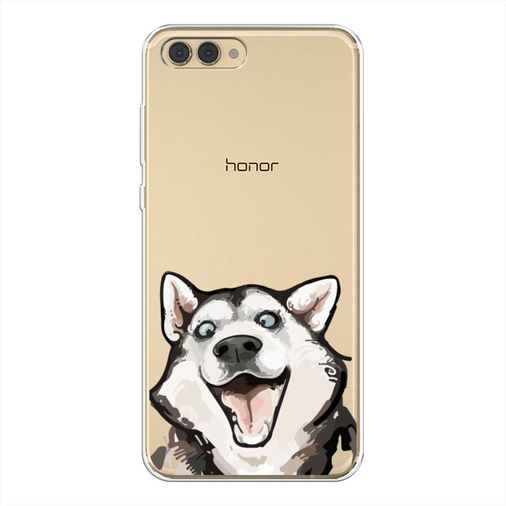 

Чехол Awog на Honor V10 (View 10) "Радостный хаски", Белый;голубой;черный, 65150-1