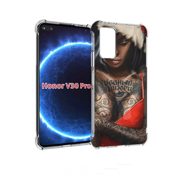 

Чехол бампер MyPads санта-клаус-девушка для Honor V30 Pro, Прозрачный, Tocco
