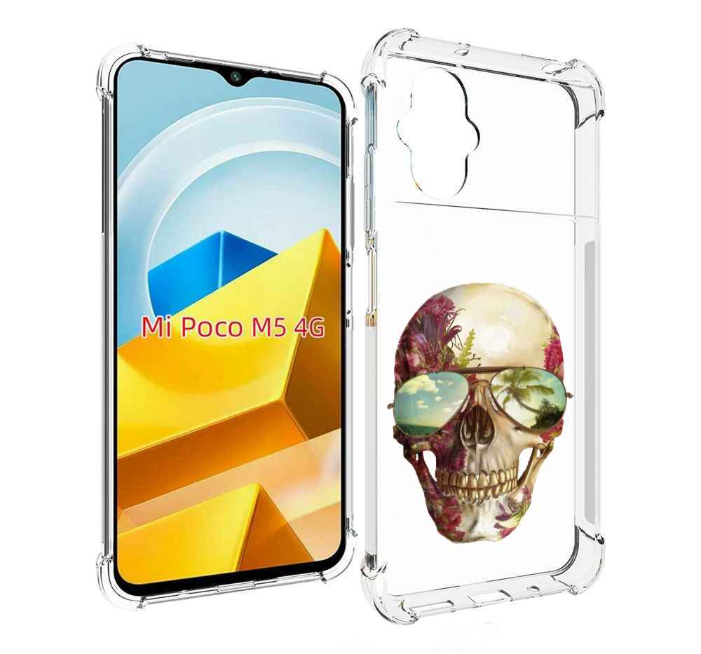

Чехол Mypads Череп С Очками Для Poco M5 Противоуда, Прозрачный, Tocco