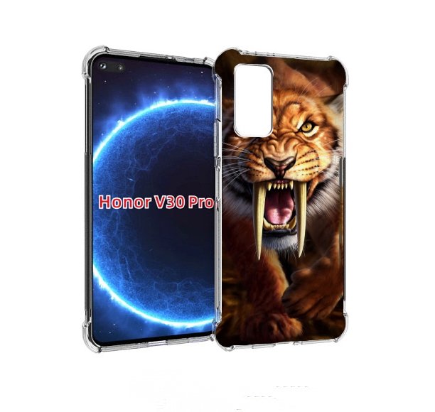 

Чехол бампер MyPads саблезубый злой тигр для Honor V30 Pr, Прозрачный, Tocco