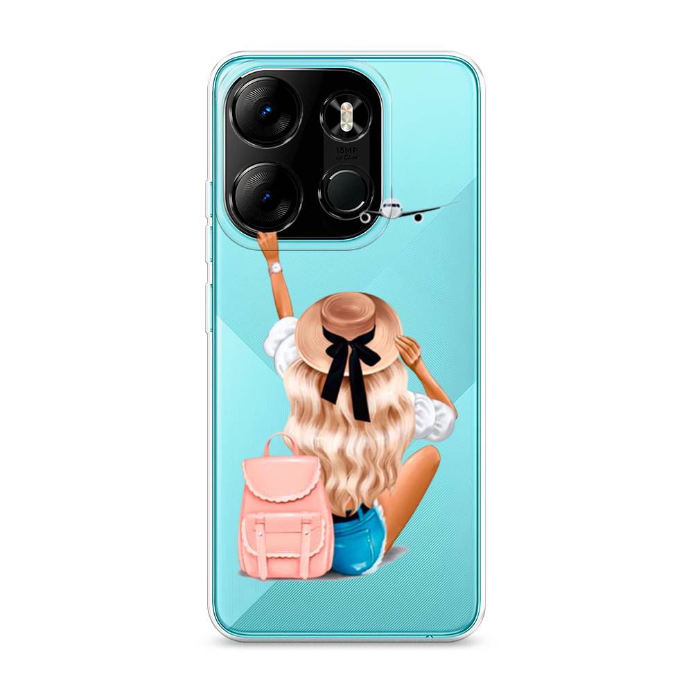 

Чехол Awog на Tecno Pop 7 Pro "Автостопом самолетом", Бежевый;белый, 303450-7