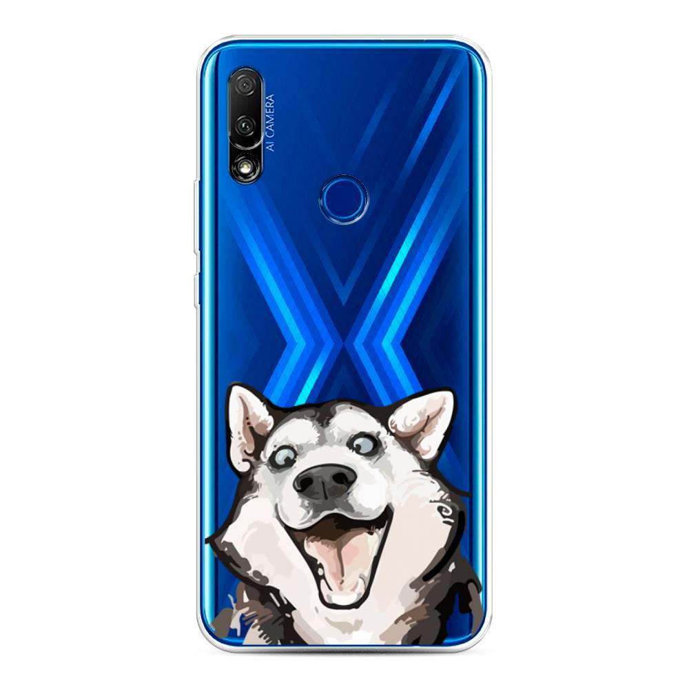 

Чехол Awog на Honor 9X "Радостный хаски", Белый;голубой;черный, 69950-1
