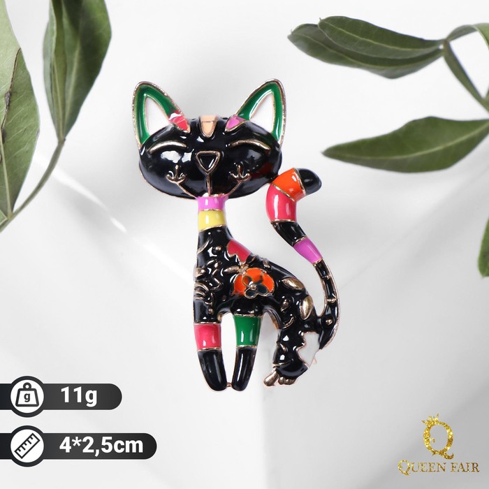 

Брошь из бижутерного сплава Queen Fair Кошка, эмаль, Кошка
