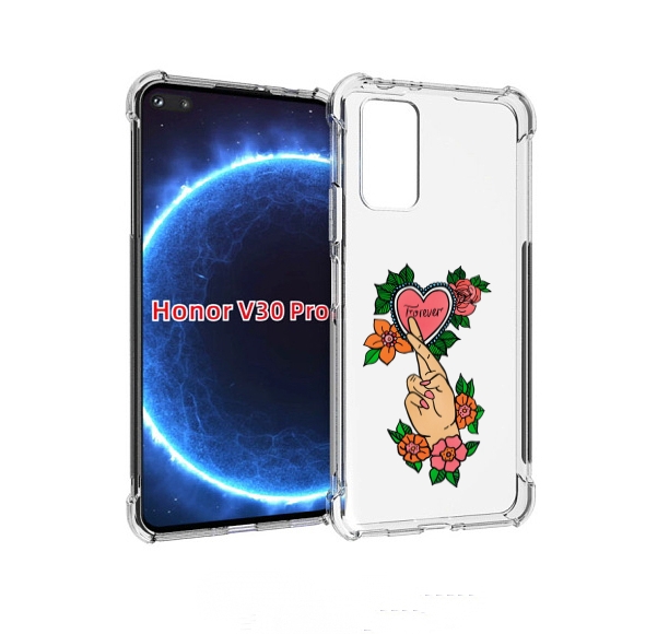 

Чехол бампер MyPads ручки-навсегда женский для Honor V30, Прозрачный, Tocco