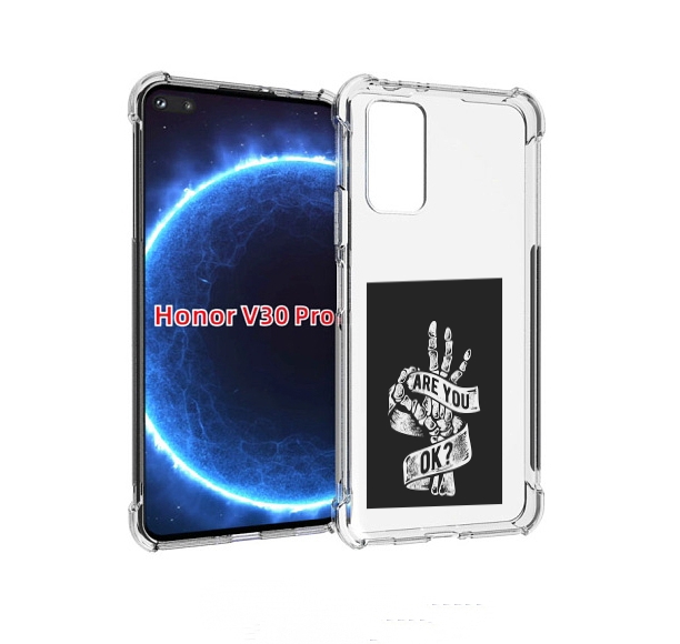 

Чехол бампер MyPads рука-скелета для Honor V30 Pro, Прозрачный, Tocco