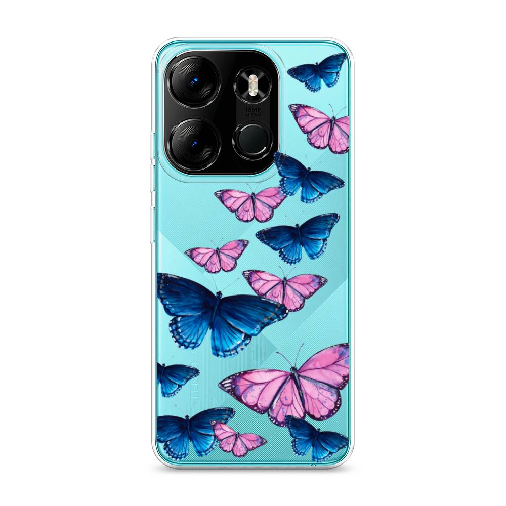 

Чехол Awog на Tecno Pop 7 Pro "Полет бабочек", Синий;черный;розовый, 303450-2