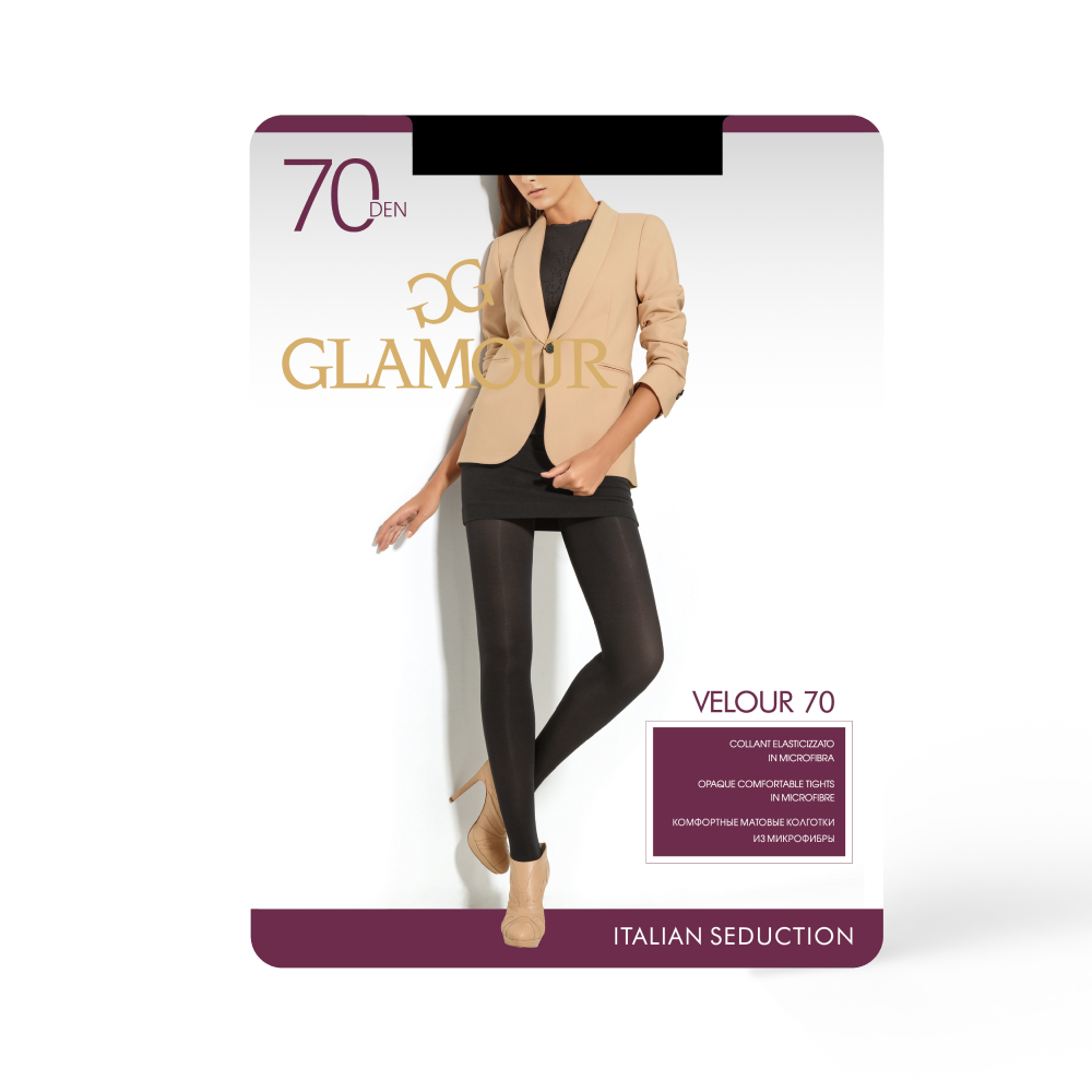 

Колготки женские Glamour Velour 70 черные 3, Черный, Velour 70