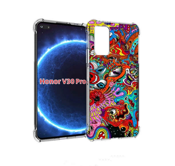 

Чехол бампер MyPads разные абстракции яркие для Honor V30, Прозрачный, Tocco