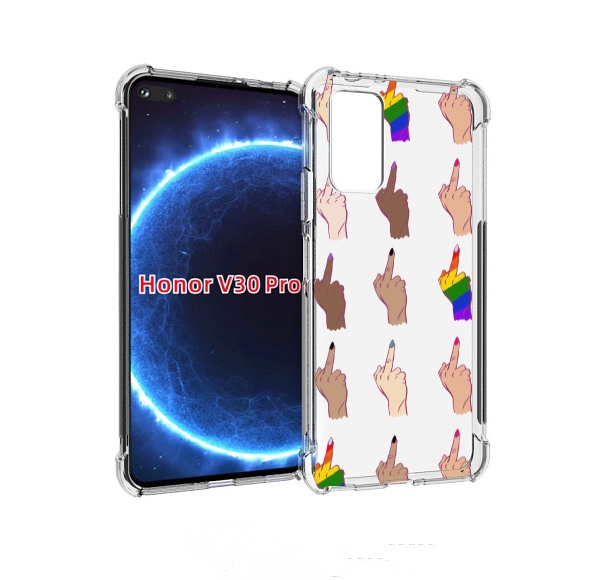 

Чехол бампер MyPads разноцветные-руки для Honor V30 Pro, Прозрачный, Tocco