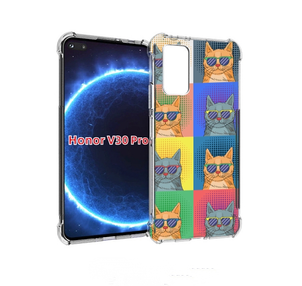 

Чехол бампер MyPads разноцветные-коты для Honor V30 Pro, Прозрачный, Tocco