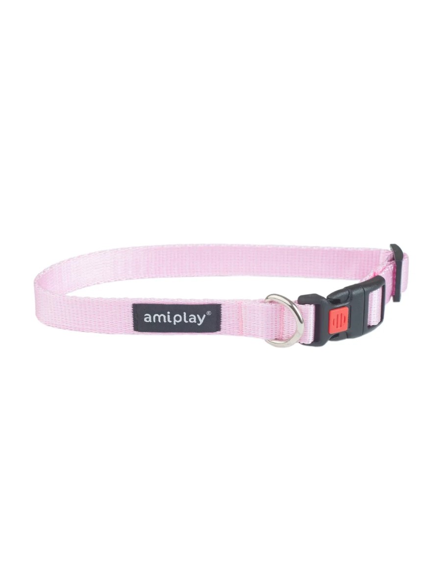 фото Ошейник для собак регулируемый amiplay basic с блокировкой l 35-50/2 см, розовый
