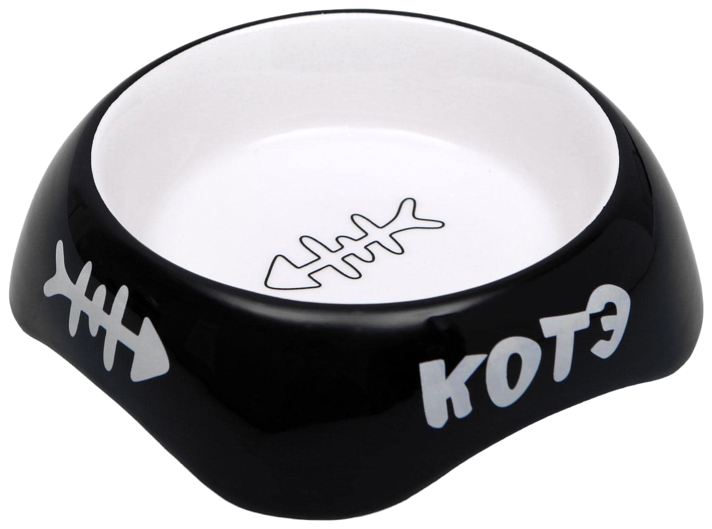 

Миска Пижон КОТЭ 1302288, черная, керамическая, 13x4,5 см, 170 мл, Белый;черный